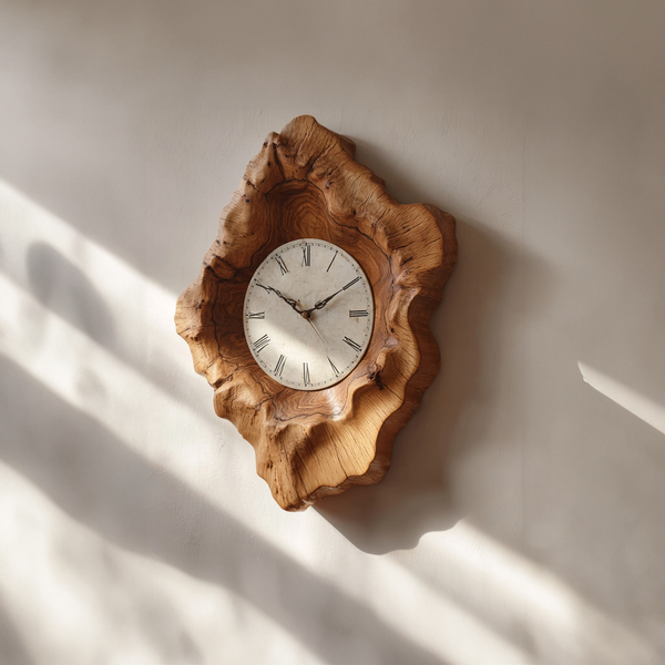Rustic Organic Natural Wood Wall Clock Office or Study Room Decor