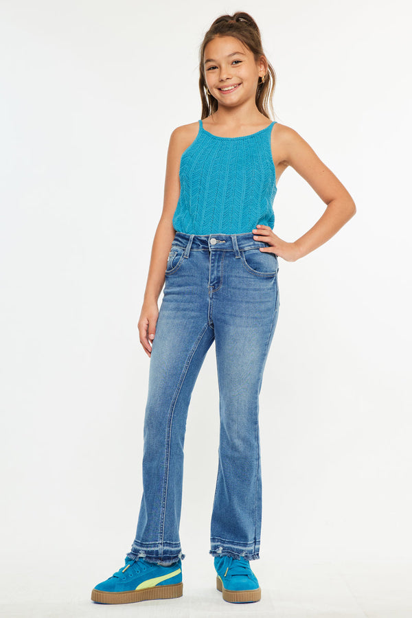 Girls' High Rise Cropped Bootcut Jeans - Bibi