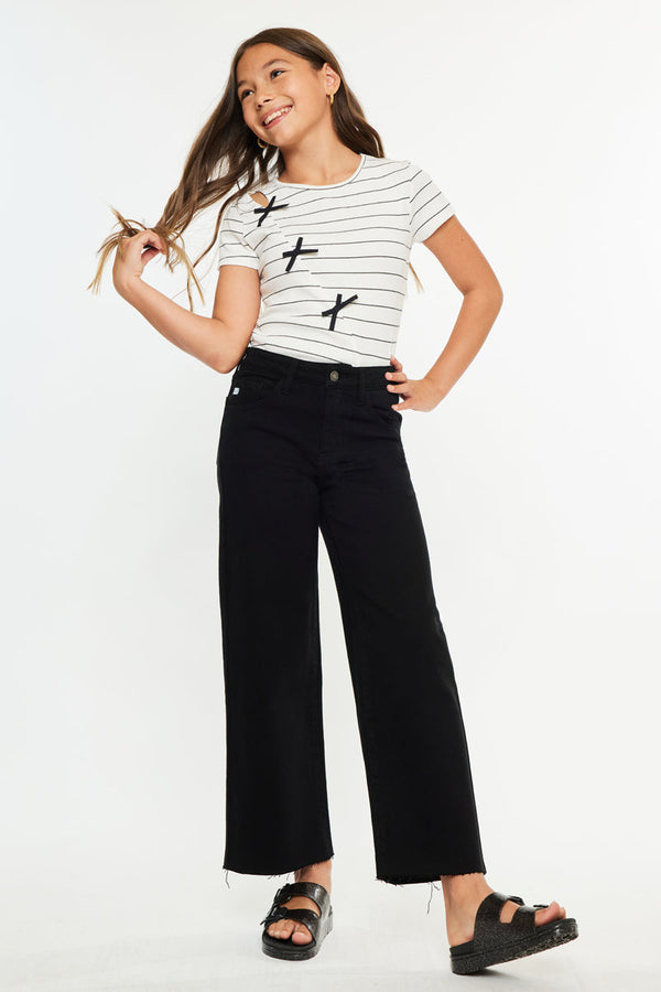 Girls' High Rise Cropped Wide Leg Jeans - Berlin