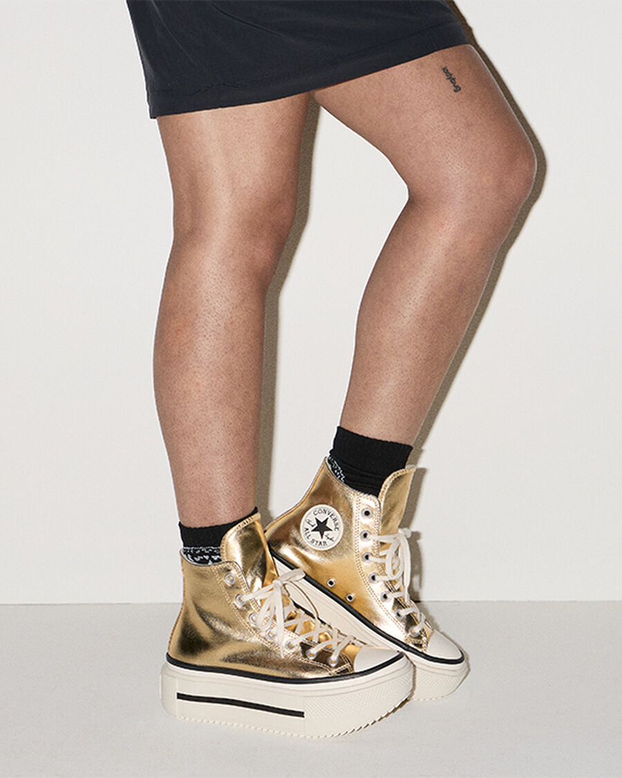 Metallic Canvas Platform High Top Sneaker