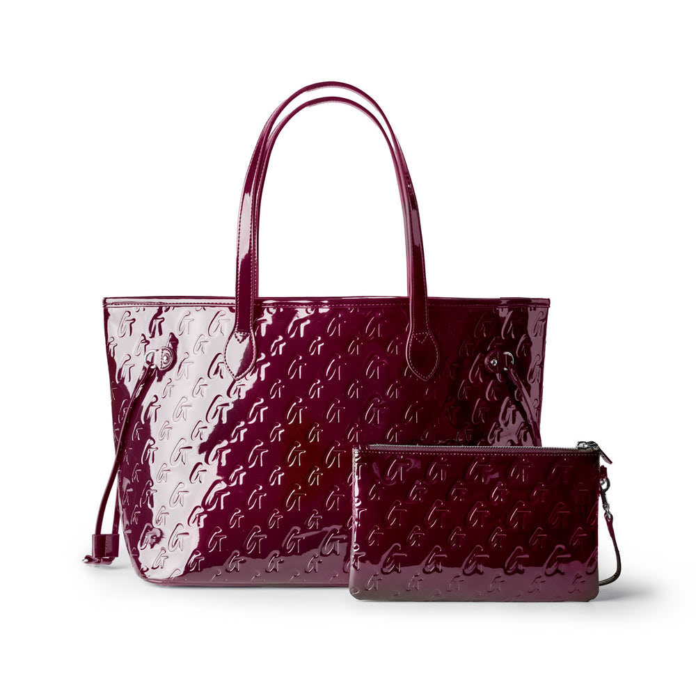 Vegan Leather Laptop Tote With Wristlet - Burgundy