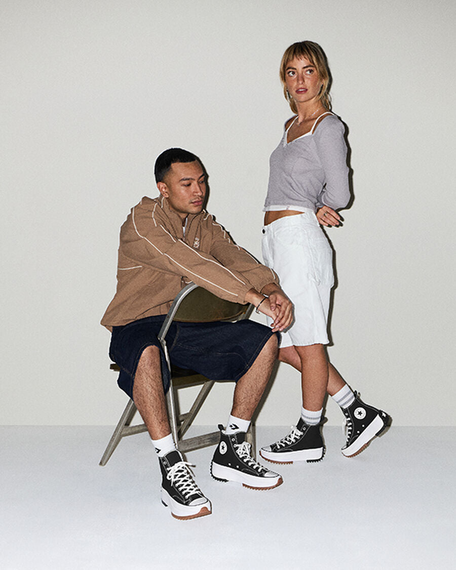 Canvas Platform High-Top Sneaker - Black/White/Gum