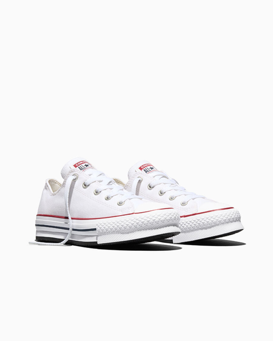 Kids Canvas Platform Low Top Sneaker - Black - White/Garnet/Navy