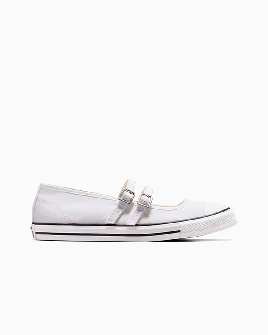 Canvas Mary Jane Low Top Shoe - White - White/Egret/White