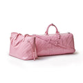Mirrored Vegan Leather Travel Bag Set - Light Pink