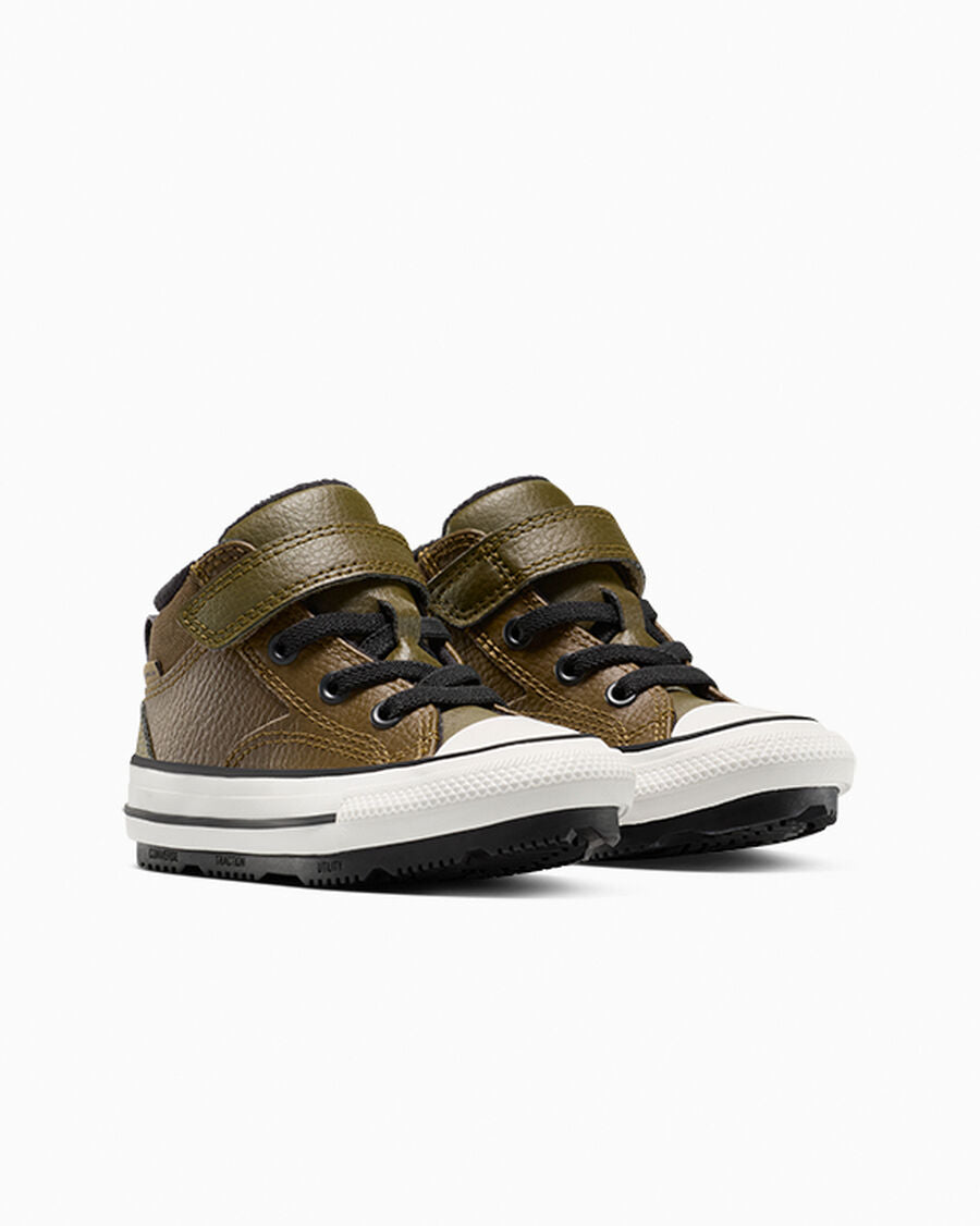 Toddler Leather Easy-On Mid Boot - Olive - Surplus Olive/Vintage White