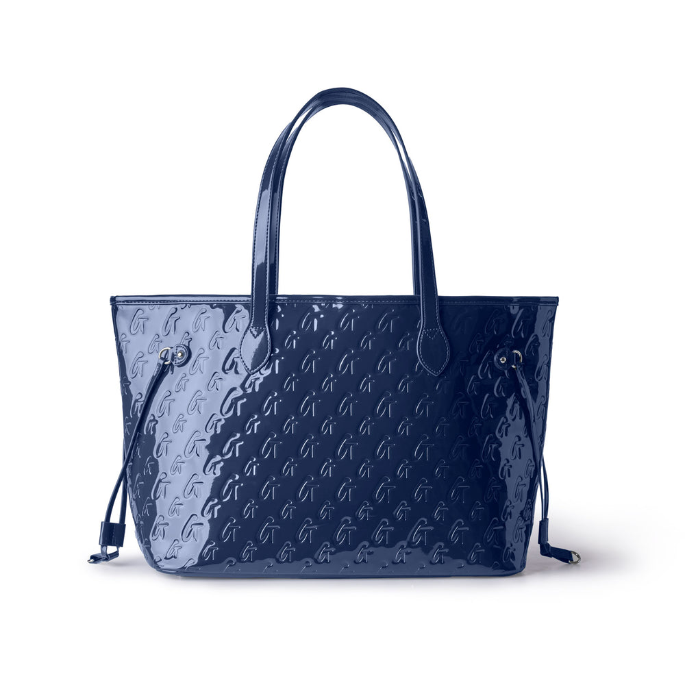 Vegan Leather Laptop Tote With Wristlet - Navy