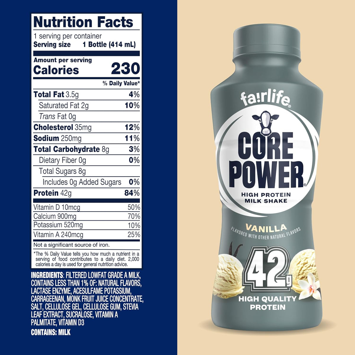 Vanilla High-Protein Milk Shake, 14 oz, 12 Pack