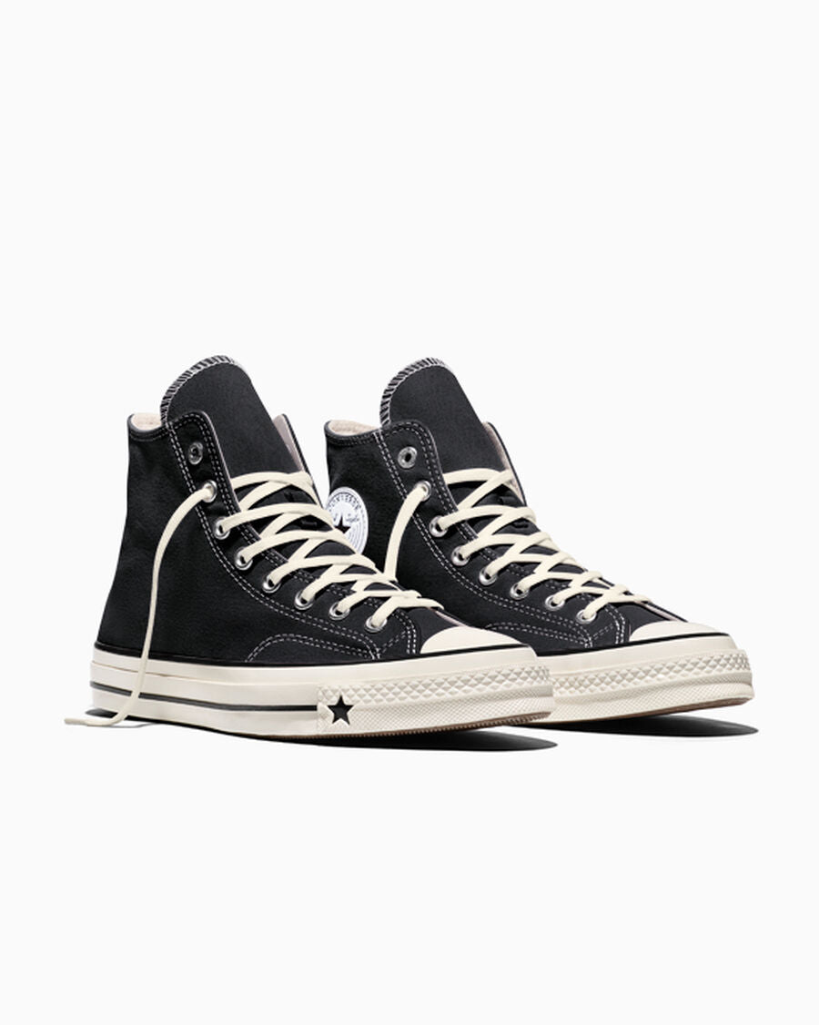 Unisex Heavyweight Canvas High-Top Sneaker - Black/Black/Egret