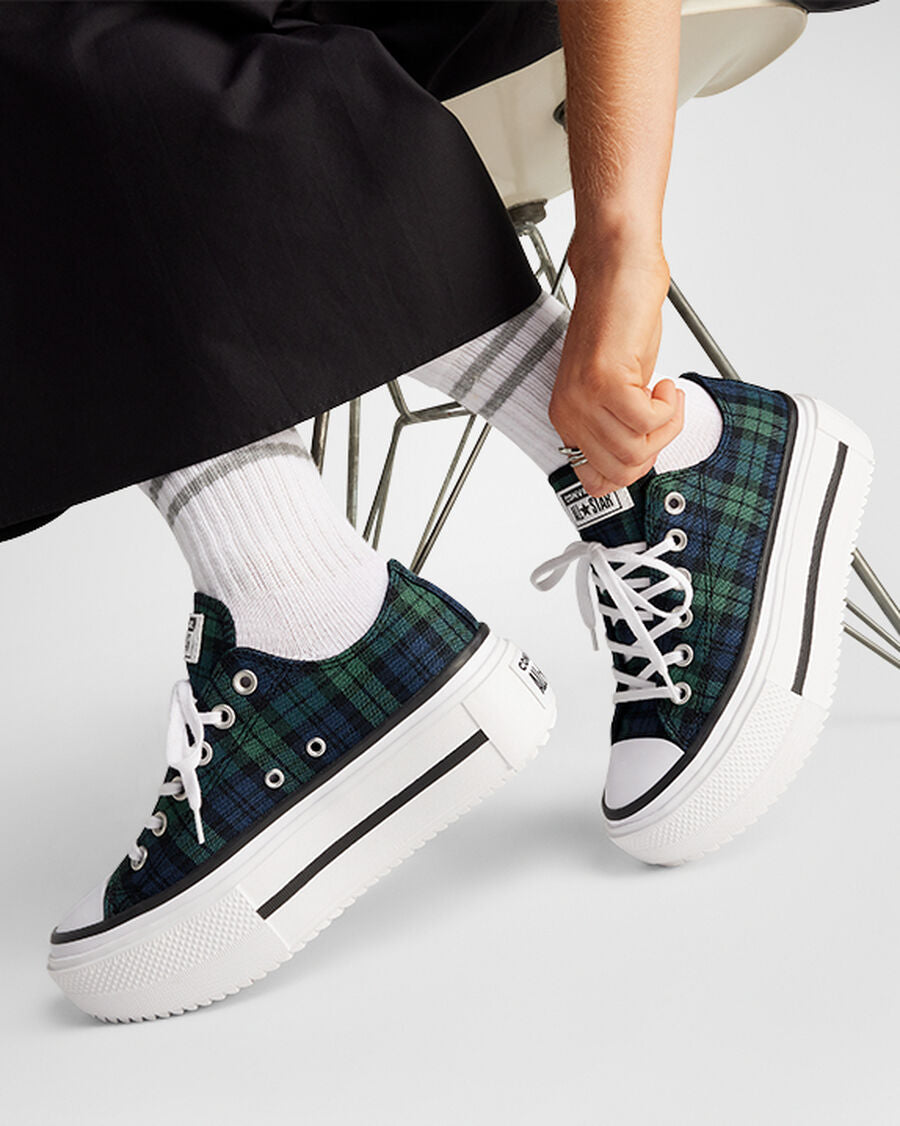Canvas Platform Low Top Sneaker - Plaid