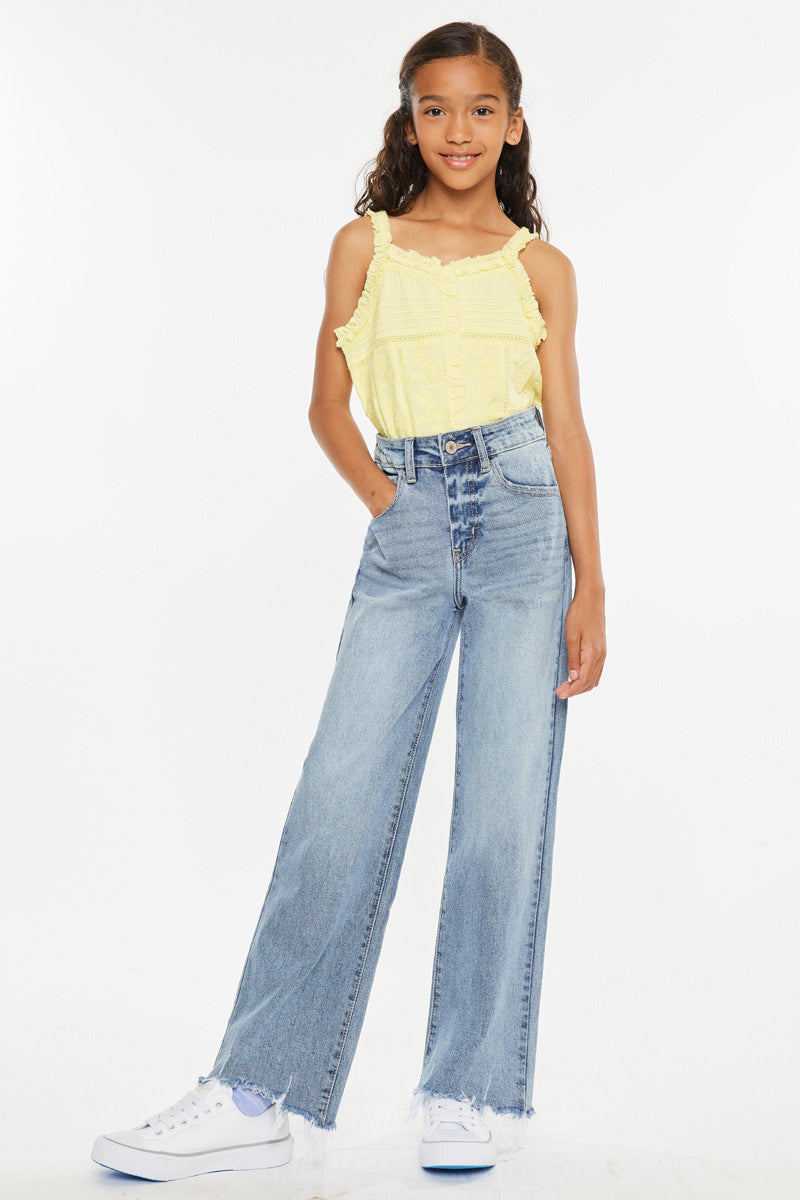Girls' High Rise Slim Wide Leg Jeans - Bee