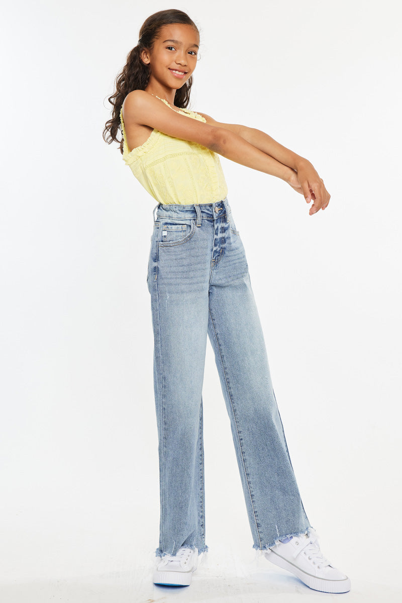 Girls' High Rise Slim Wide Leg Jeans - Bee