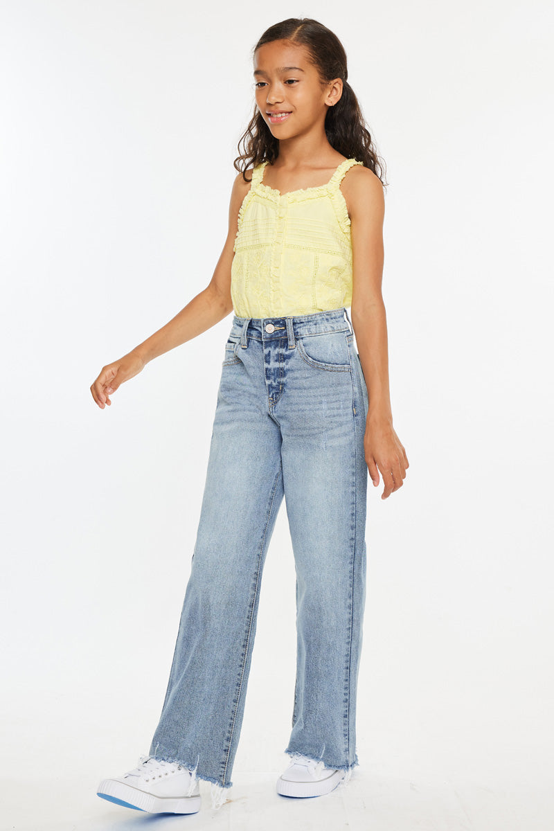 Girls' High Rise Slim Wide Leg Jeans - Bee