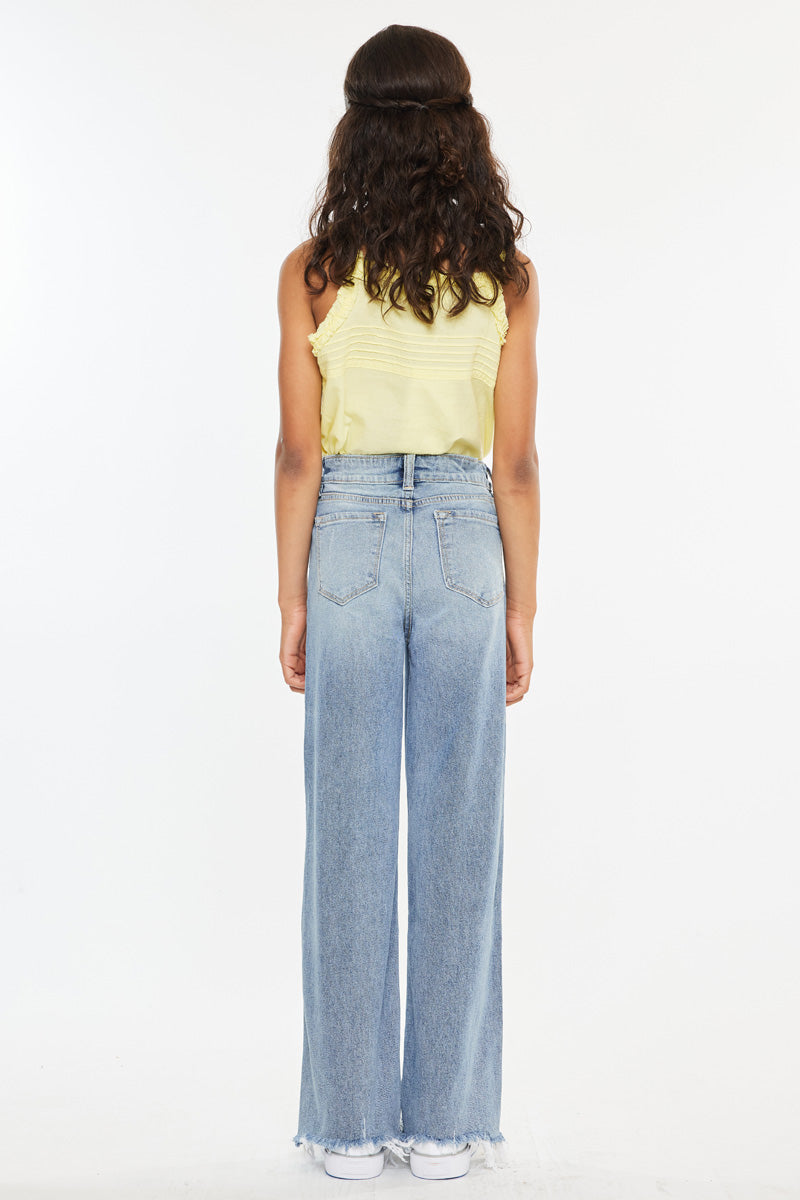 Girls' High Rise Slim Wide Leg Jeans - Bee
