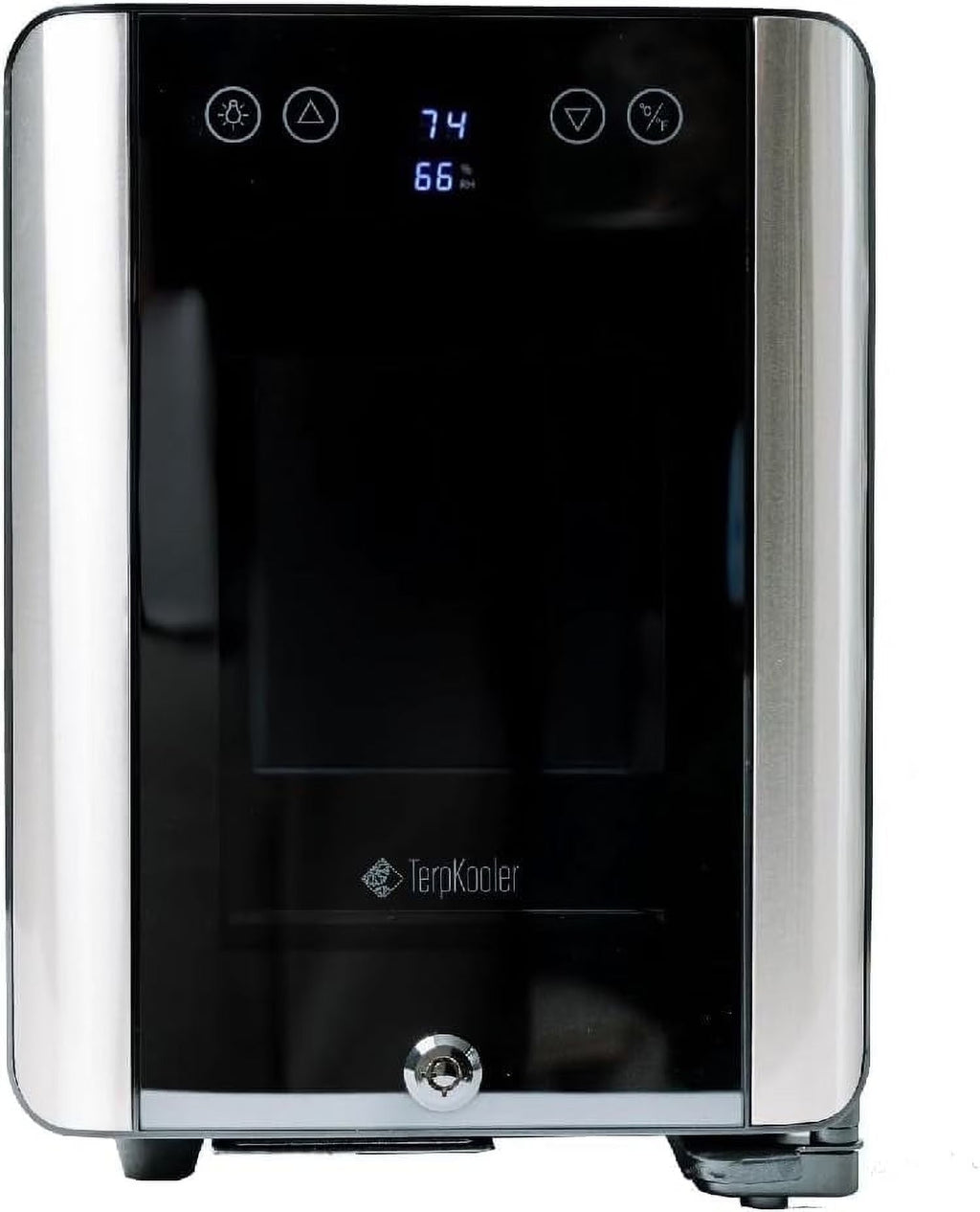 Essential Cooler Mini Fridge With Temperature And Humidity Control, 3 USB Ports, Smoked Glass Shelves And Lockable UV Glass Door
