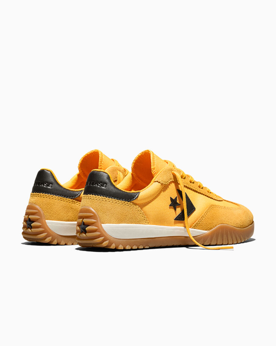 Unisex Nylon And Suede Low-Top Trainer - Gold Palm/Black/Gum