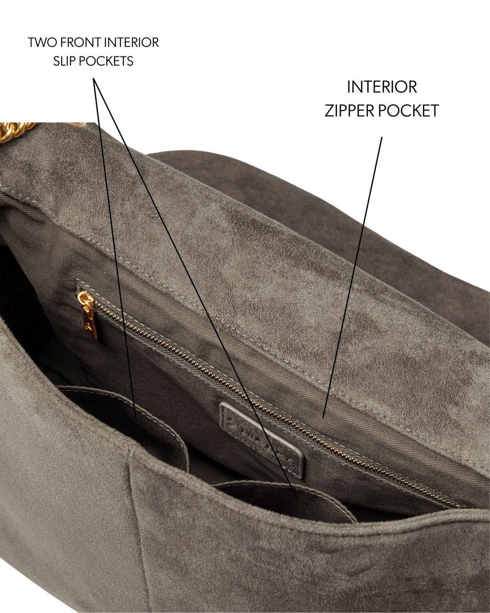 Large Vegan Suede Flap Bag - Olive Green