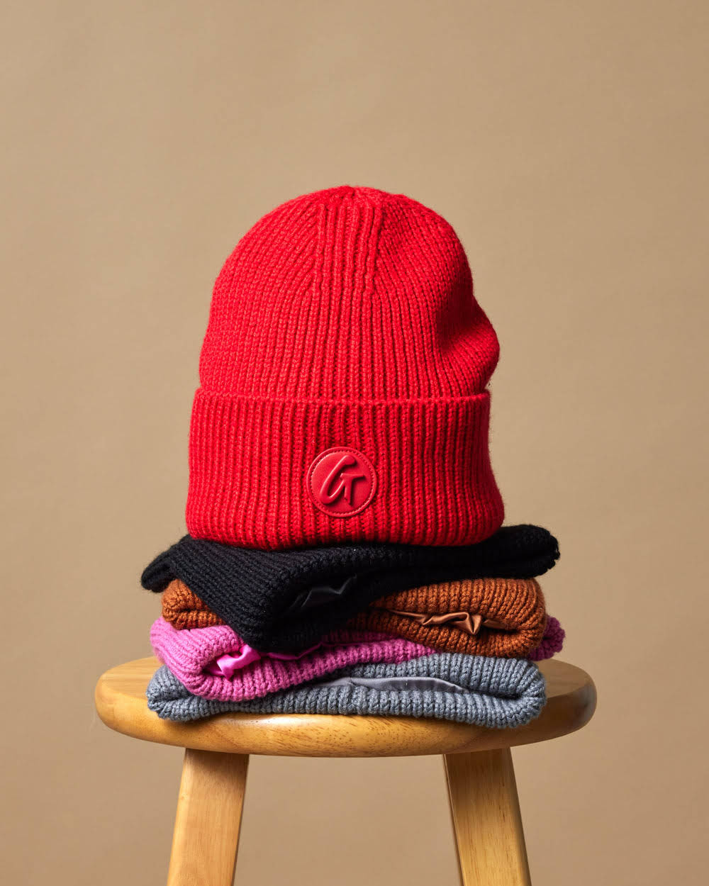 Wool Blend Satin-Lined Beanie - Brown