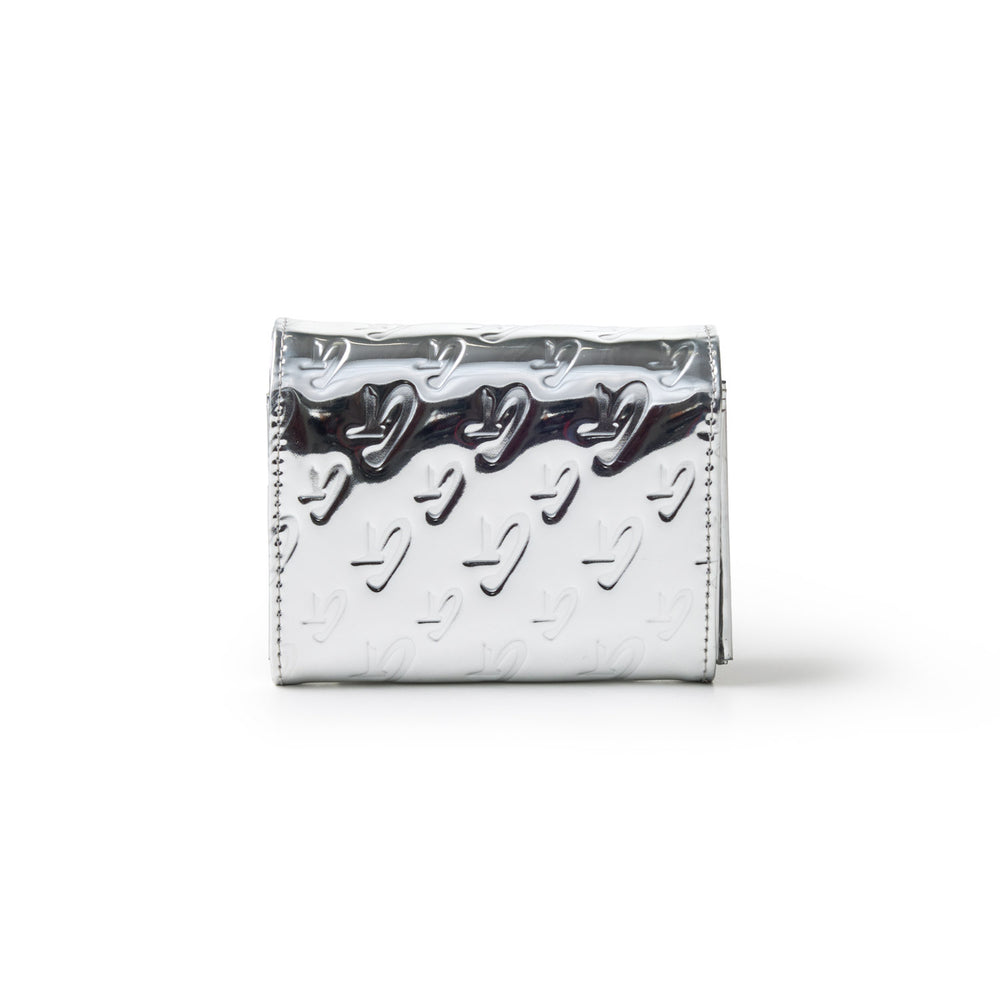 Metallic Vegan Leather Wallet Crossbody - Silver