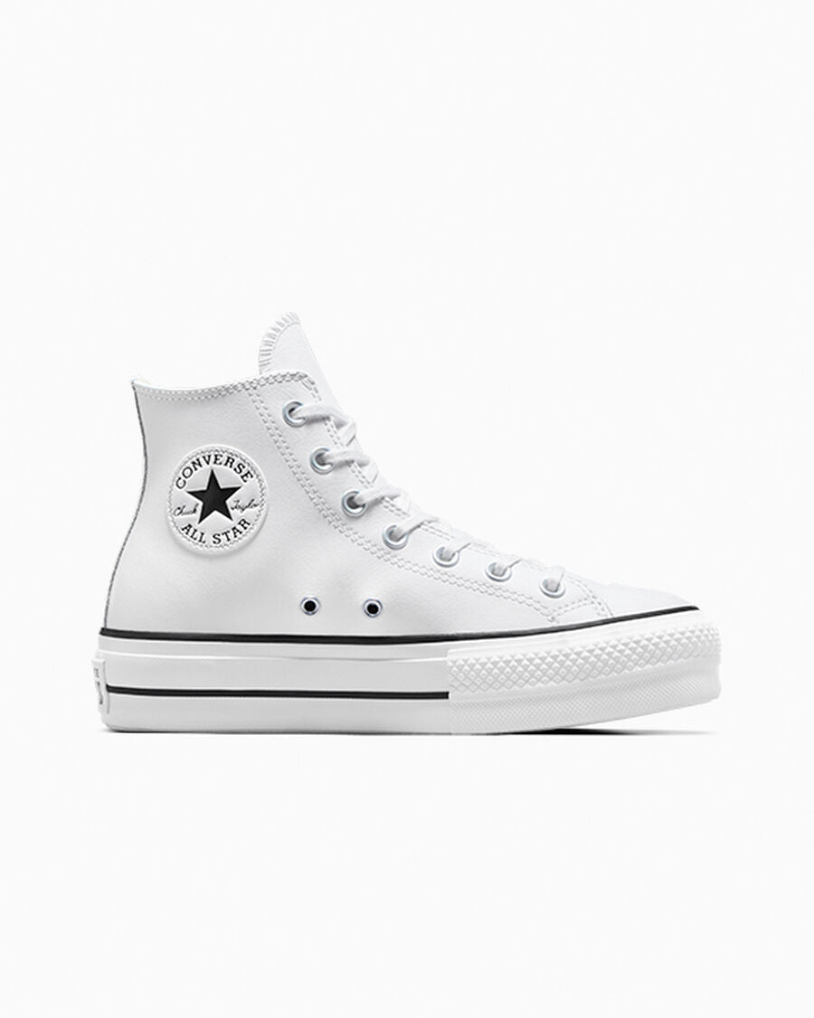 Leather Platform High Top Sneaker - Black - White/Black/White