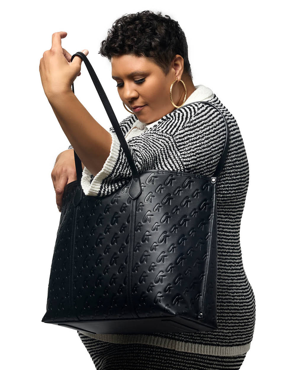 Extra Large Vegan Leather Laptop Tote - Black
