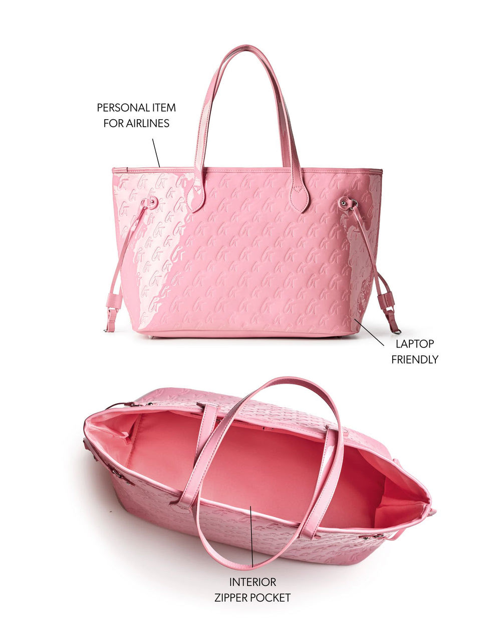 Vegan Leather Laptop Tote - Mirror Pink