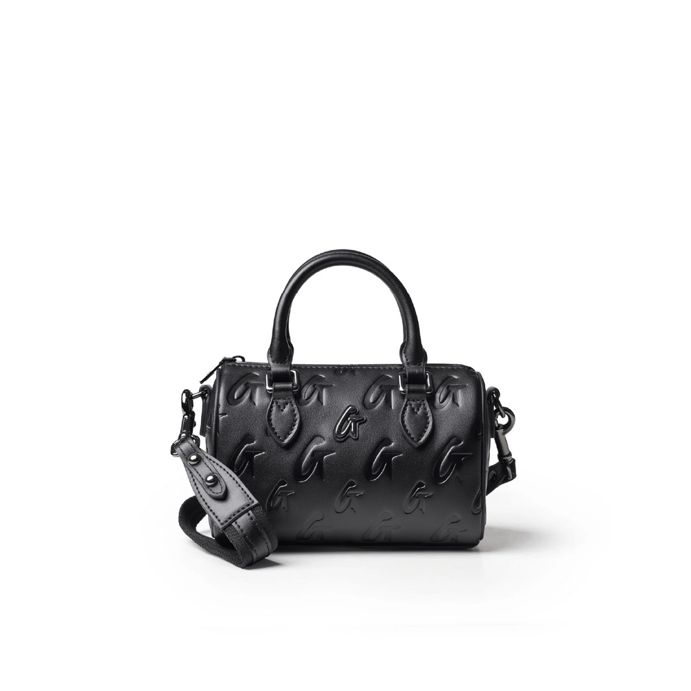 Nano Vegan Leather Boston Bag - Black