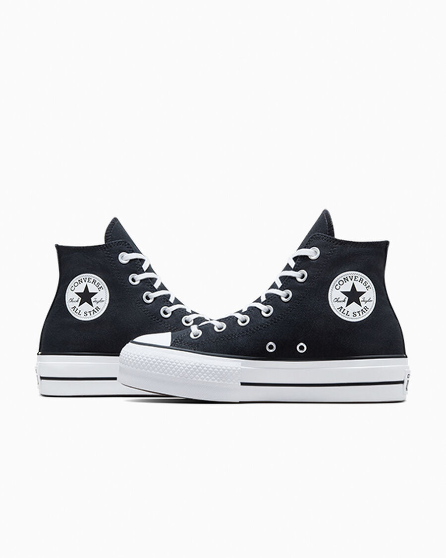 Canvas Platform High-Top Sneaker - Black/White/White