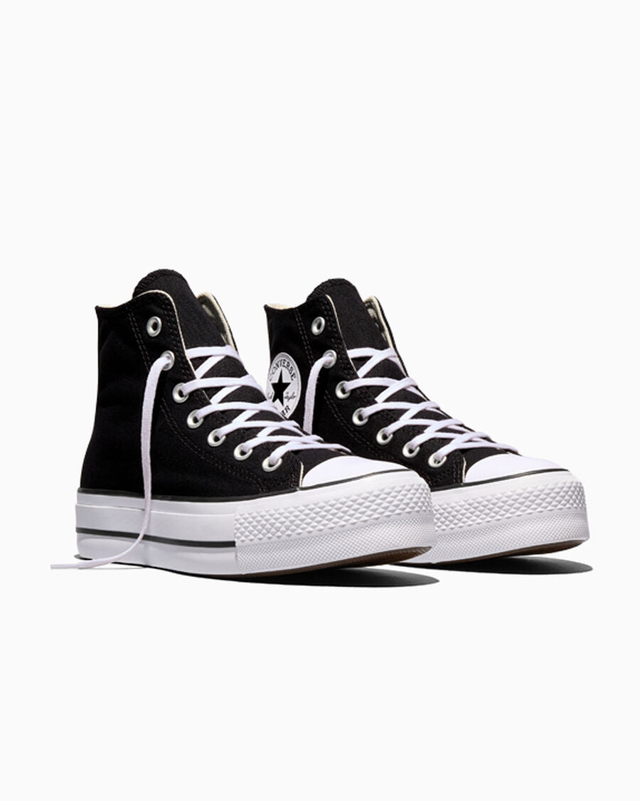 Canvas Platform High-Top Sneaker - Black/White/White