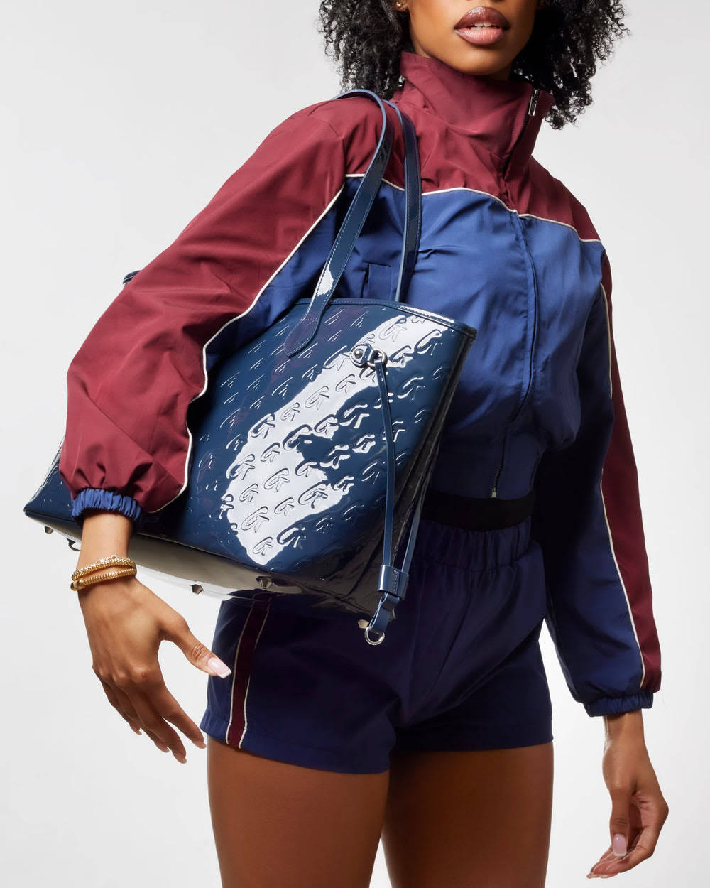 Vegan Leather Laptop Tote With Wristlet - Navy