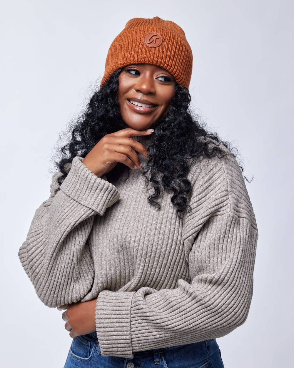 Wool Blend Satin-Lined Beanie - Brown