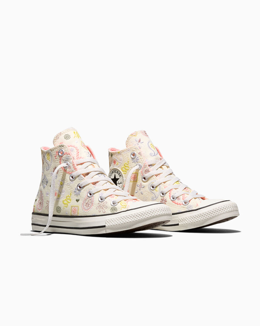 Embroidered Canvas High-Top Sneaker - Paisley