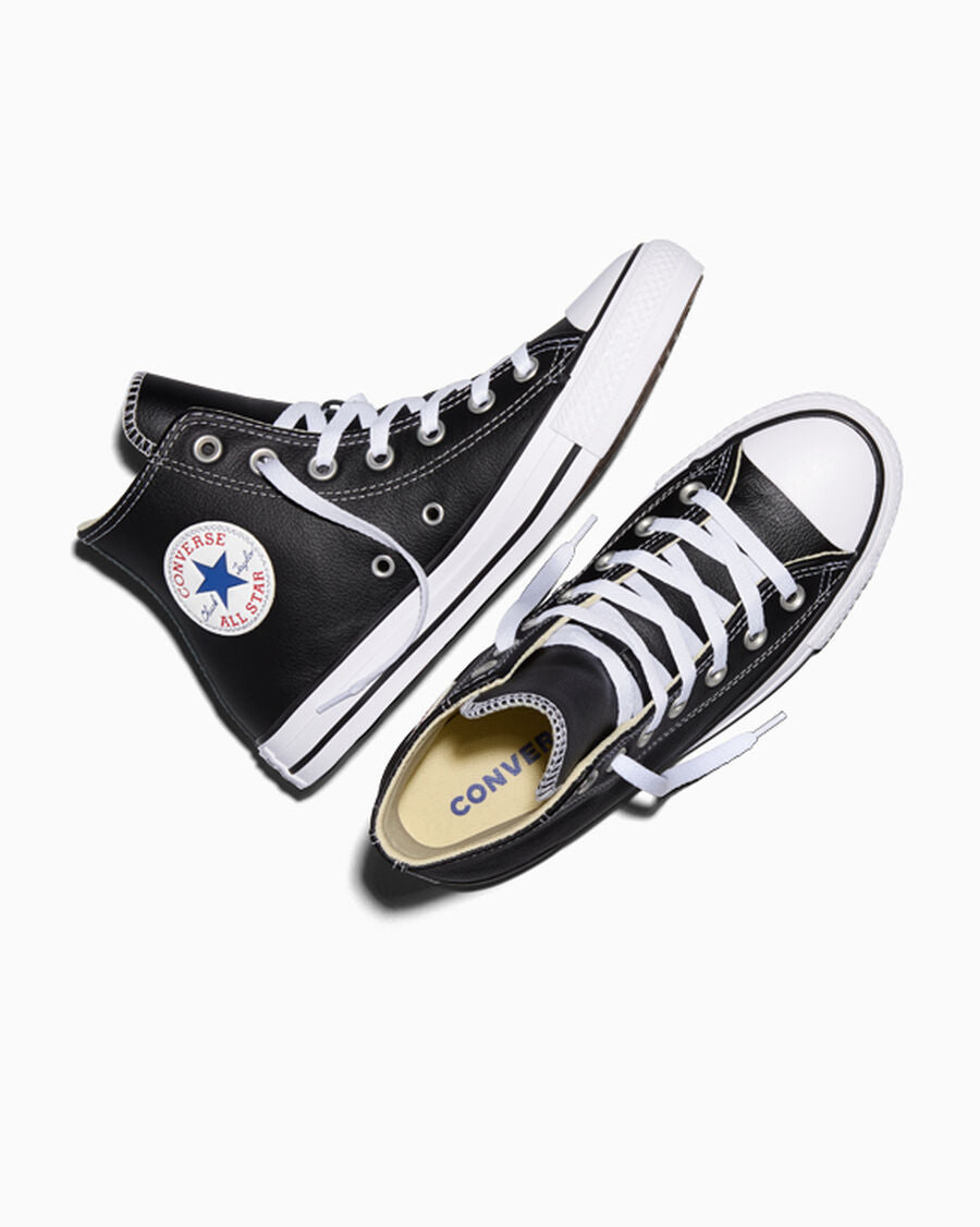 Leather High Top Sneaker - Black - Black