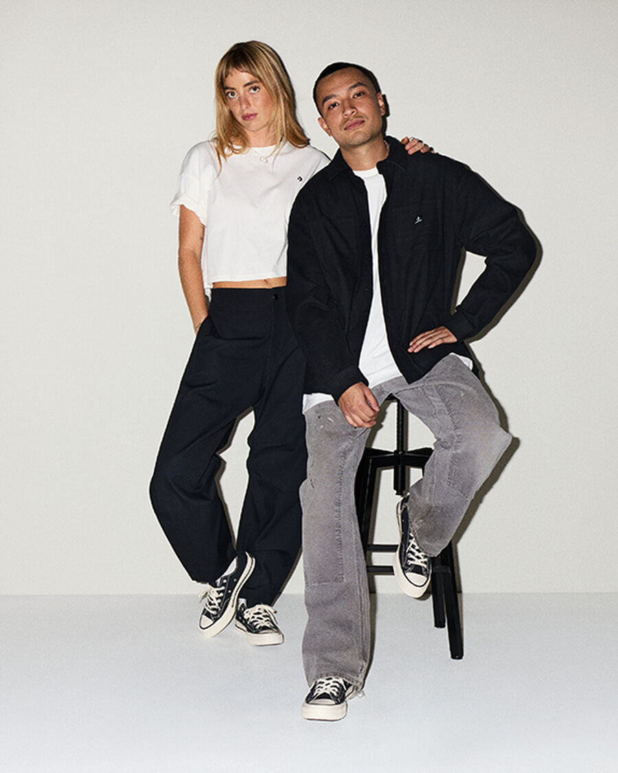 Heavyweight Canvas Low Top Sneaker - Black - Black/Black/Egret