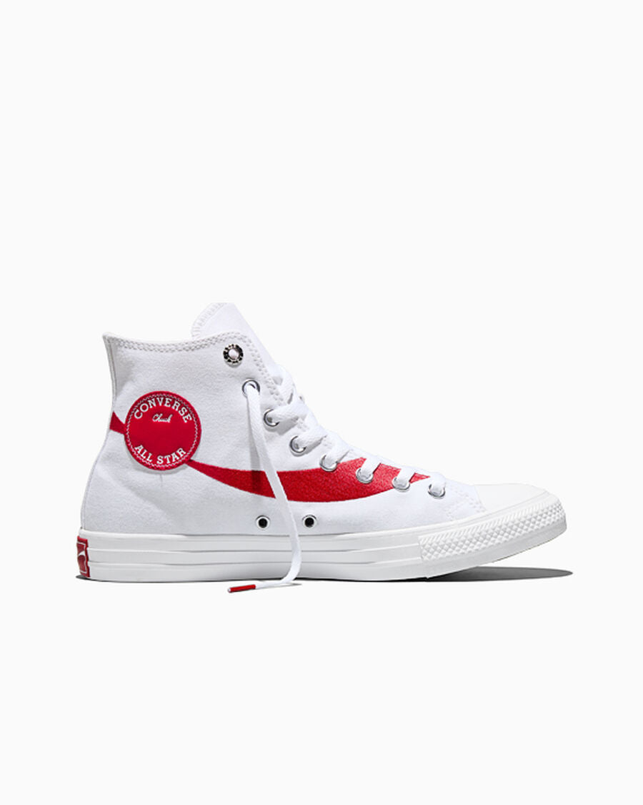Canvas High Top Sneaker - White Red - White/Racing Red/White
