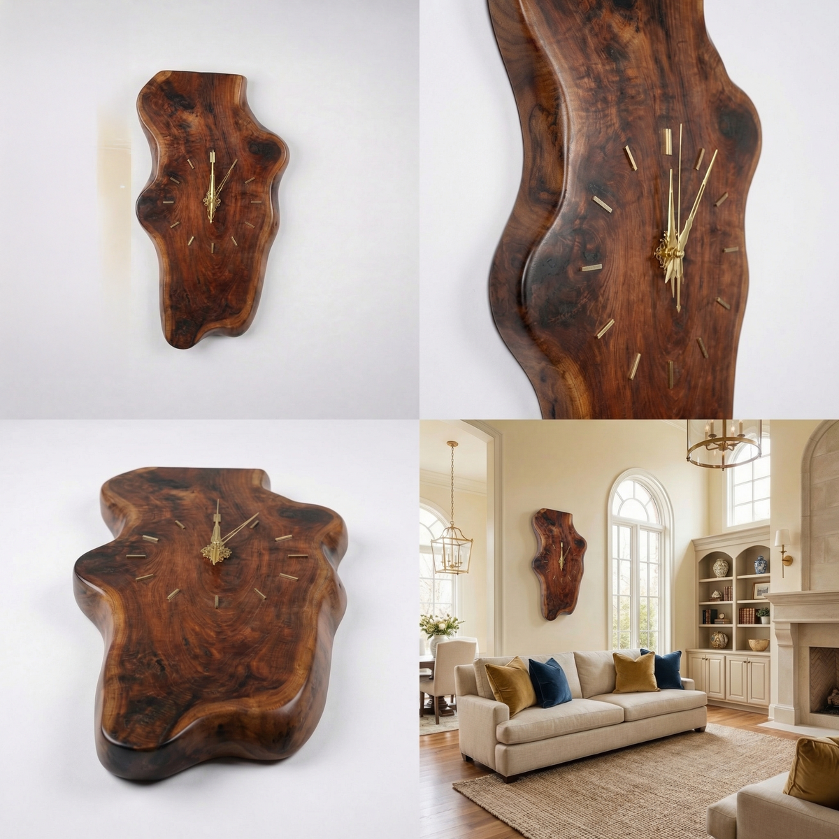 Natural Clock Wood Wall Solid Wood Living Room - view 5