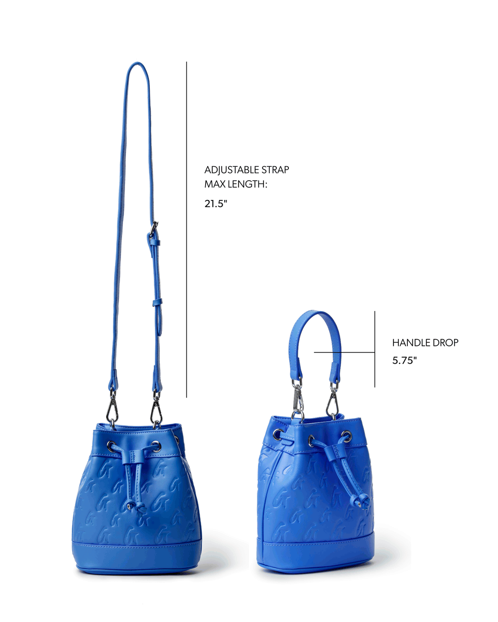 Large Vegan Leather Bucket Bag - Blue