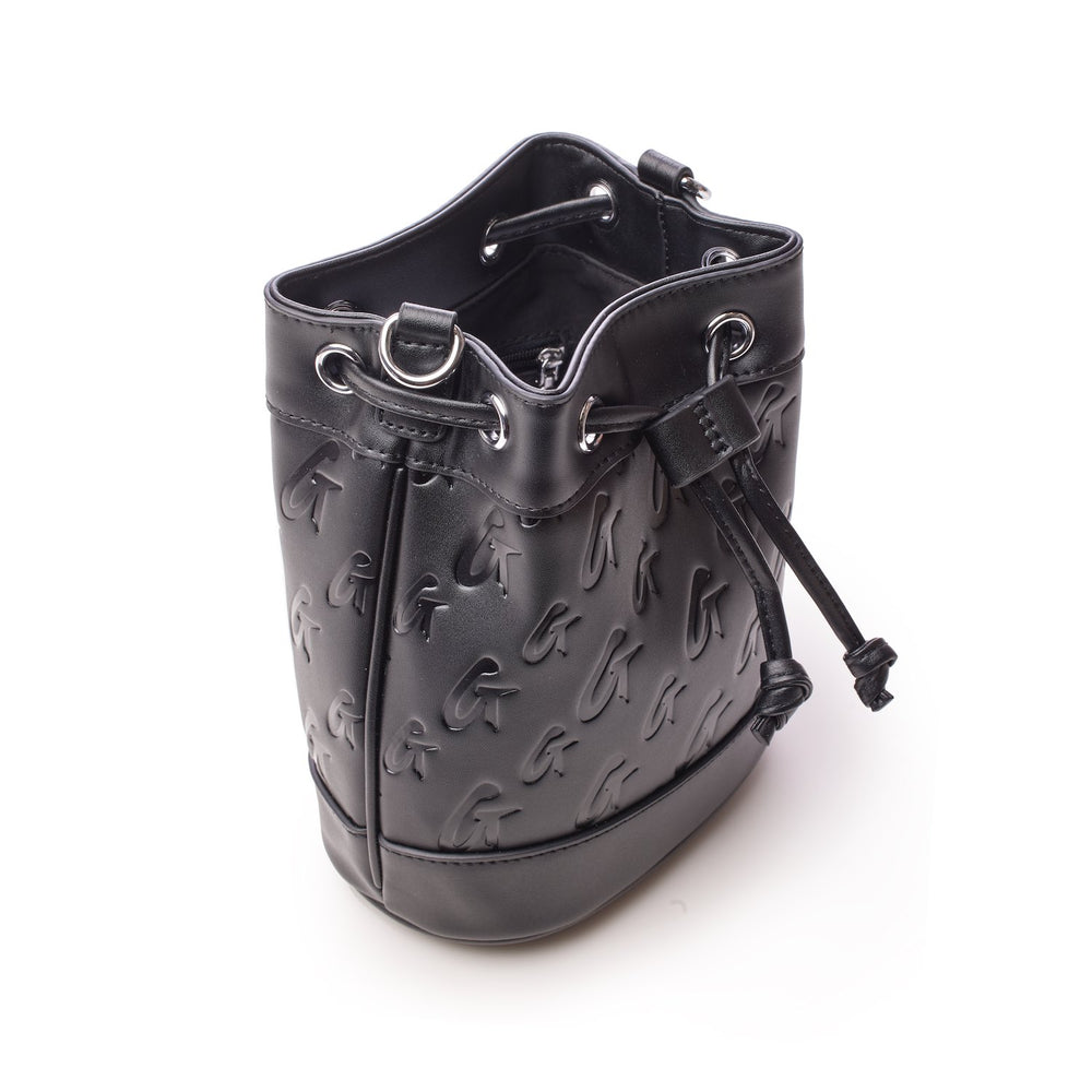 Mini Vegan Leather Bucket Bag - Black