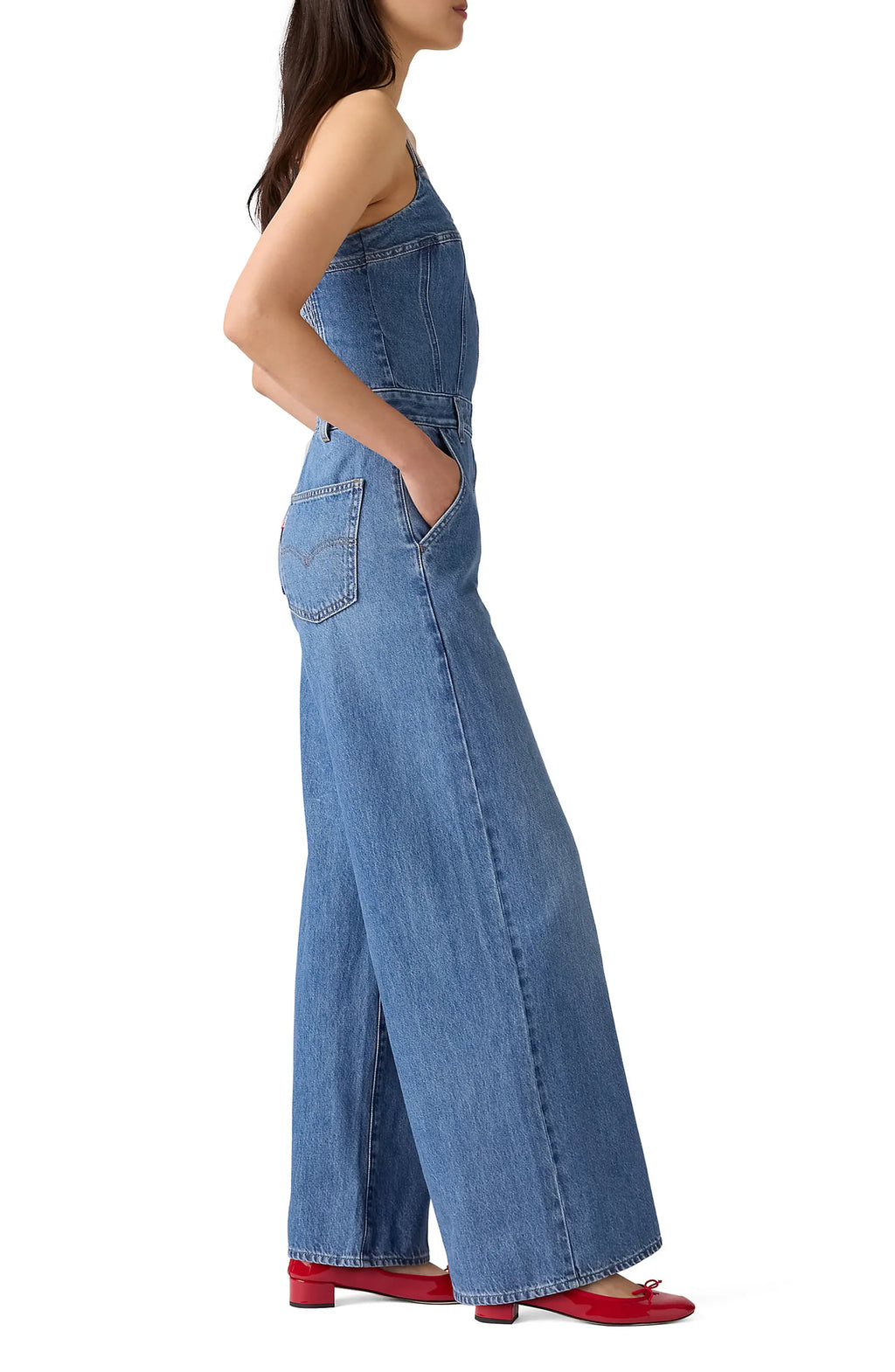 Bustier Zip Denim Jumpsuit