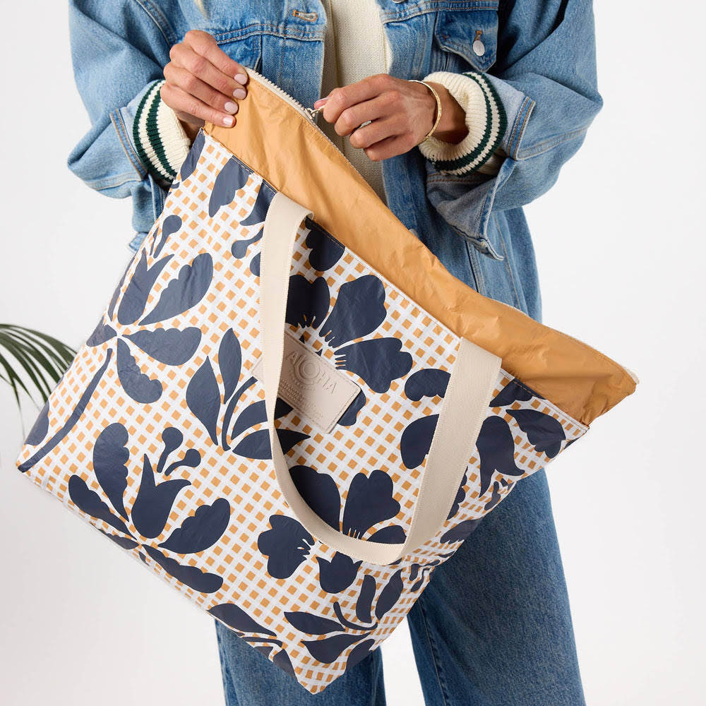 Nylon Travel Tote - Floral Gingham