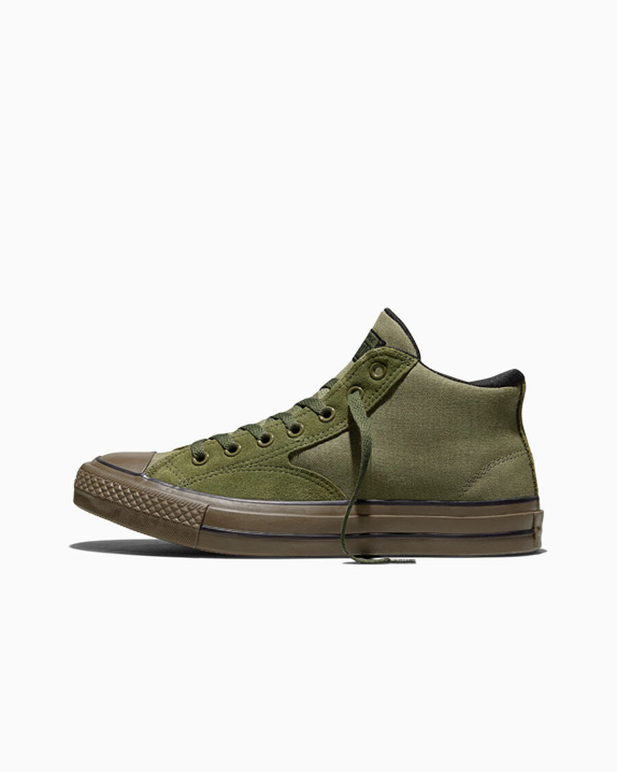 Canvas And Suede Mid Top Sneaker - Utility/Black/Brown