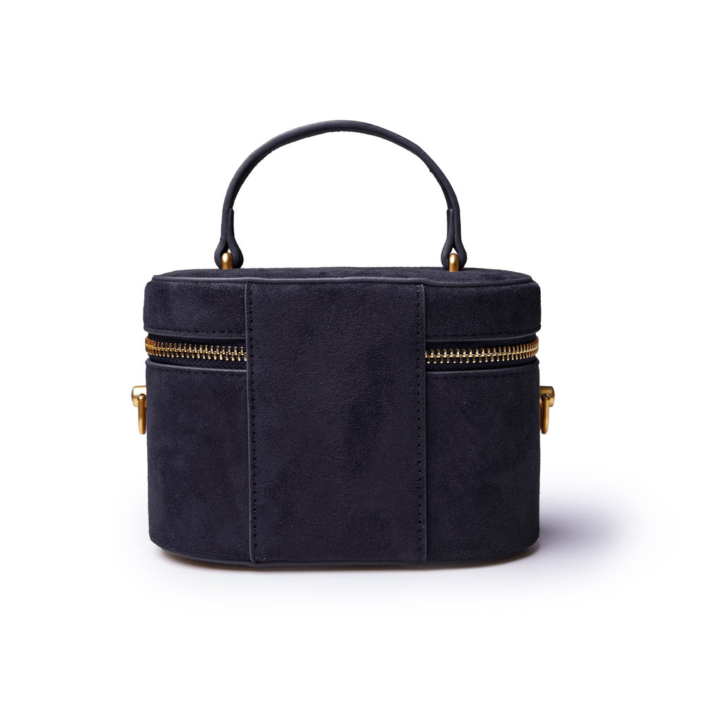 Mini Vegan Suede Top Handle Bag - Black