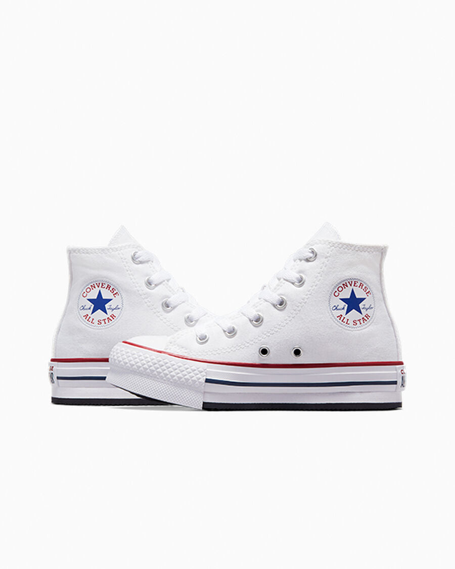 Kids Canvas Platform High Top Sneaker - Black - White/Garnet/Navy