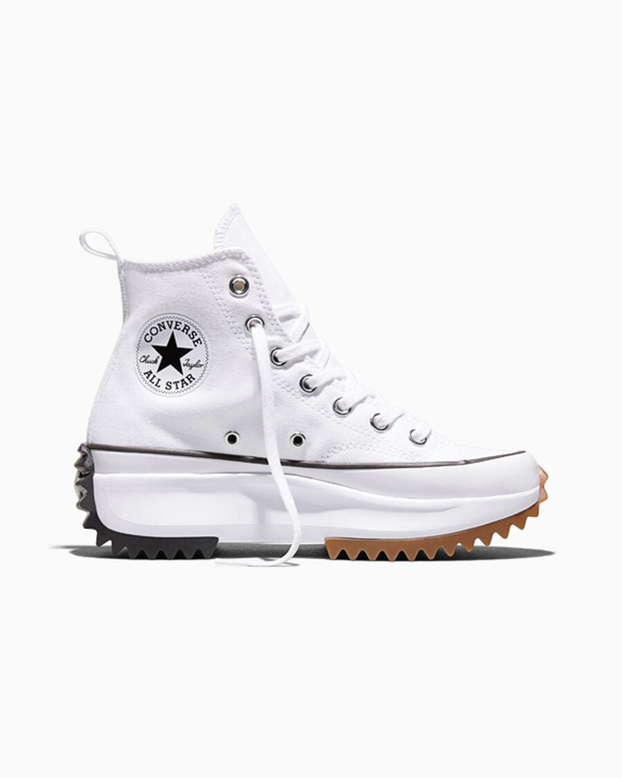 Canvas Platform High-Top Sneaker - White/Black/Gum
