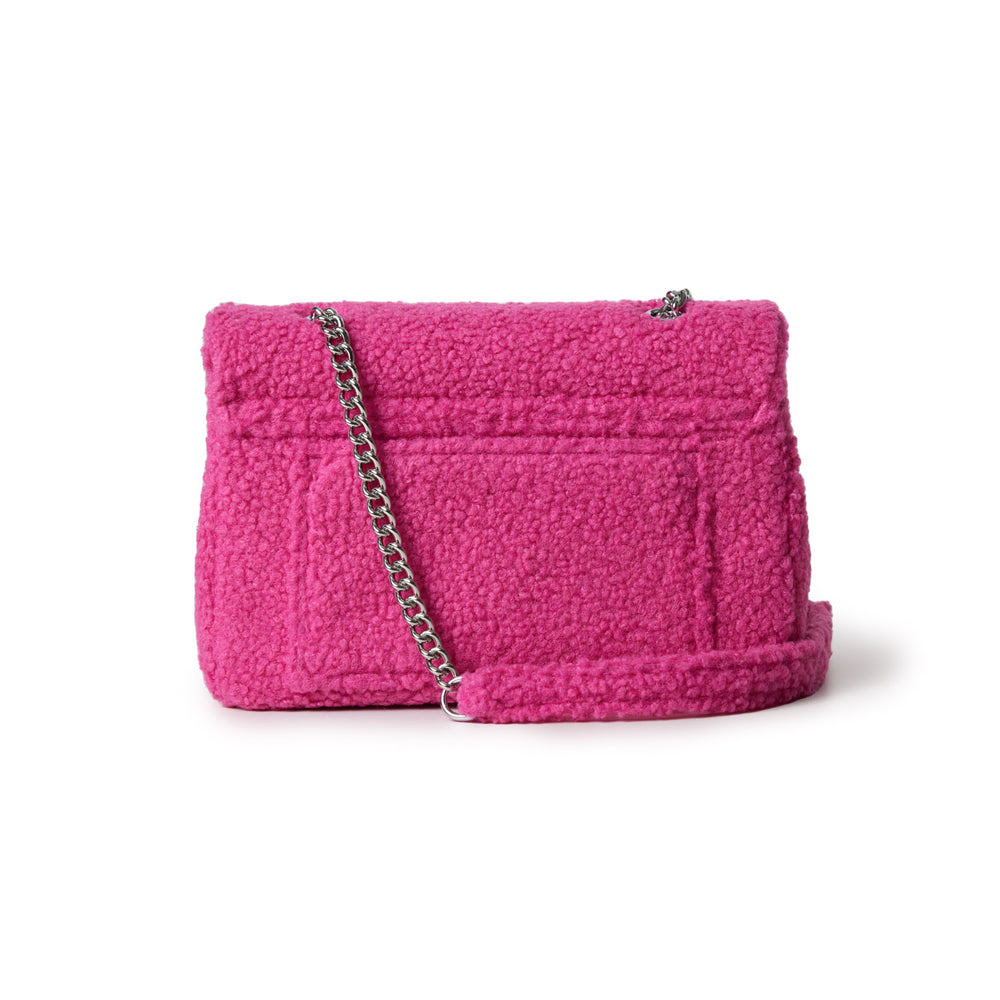 Medium Sherpa Flap Crossbody Bag - Hot Pink