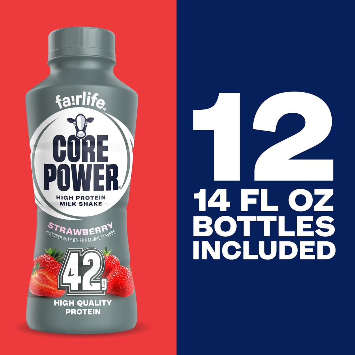 Strawberry High-Protein Milk Shake, 14 oz, 12 Pack