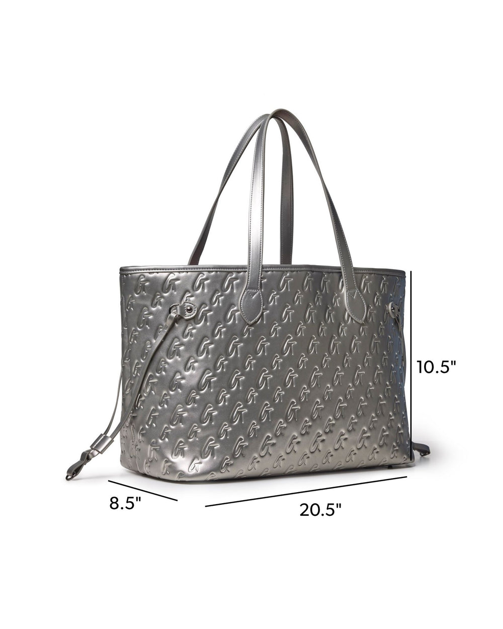 Vegan Leather Laptop Tote With Wristlet - Platinum