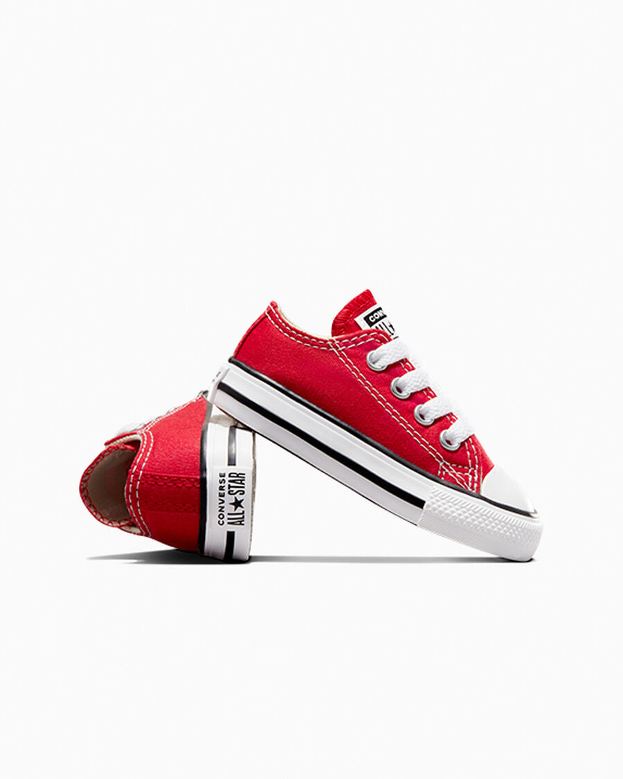 Canvas Low Top Sneaker - Black - Red