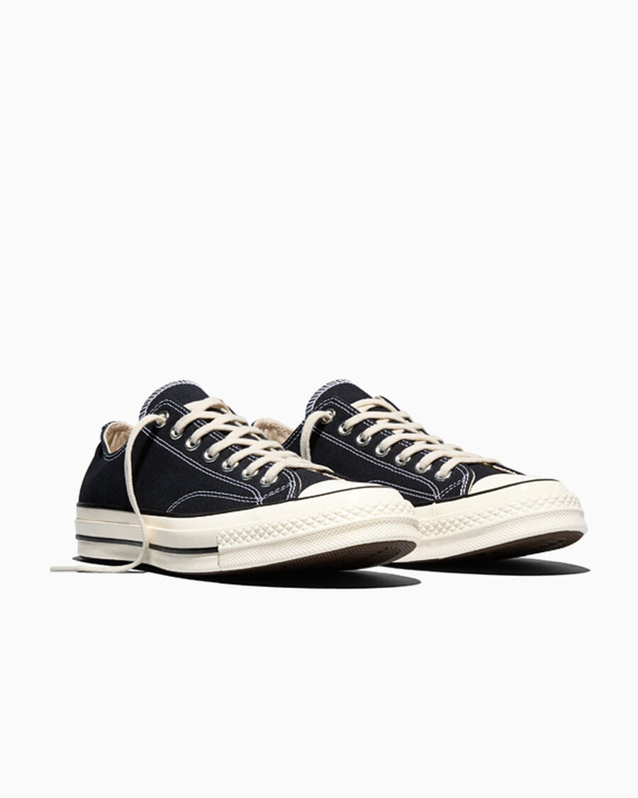 Heavyweight Canvas Low Top Sneaker - Black - Black/Black/Egret