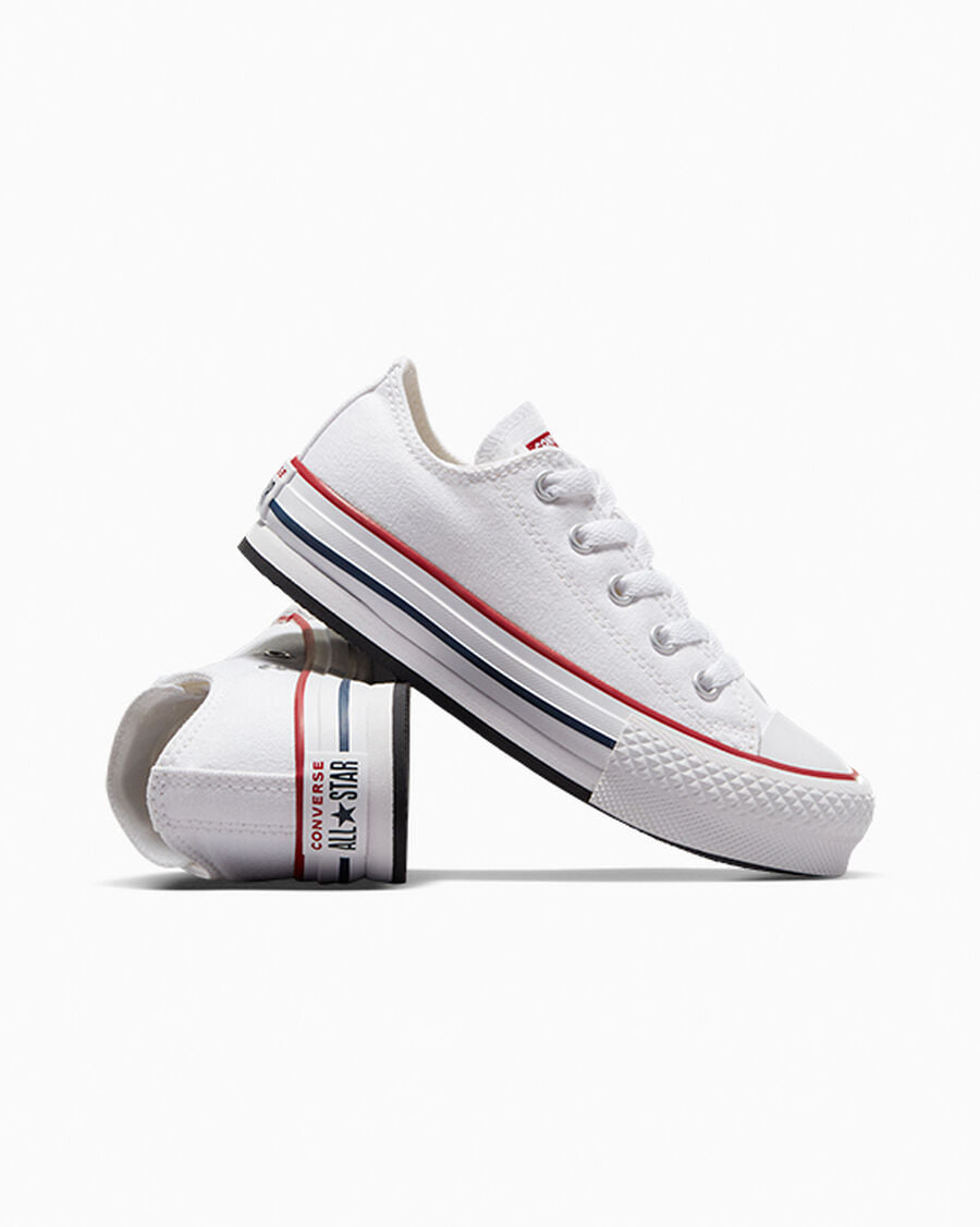 Kids Canvas Platform Low Top Sneaker - Black - White/Garnet/Navy